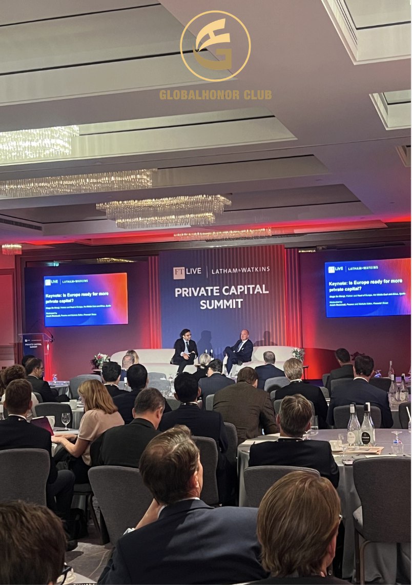 Keynote on stage at the FT Live and Latham & Watkins Private Capital Summit